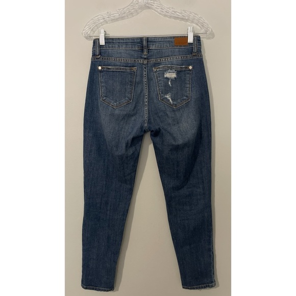 Judy Blue Jeans Women’s 5/27 Blue Distressed Mid Rise Medium Wash Boyfriend Fit - Picture 3 of 11